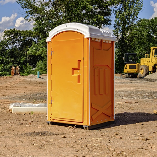 how often are the portable restrooms cleaned and serviced during a rental period in South Lineville